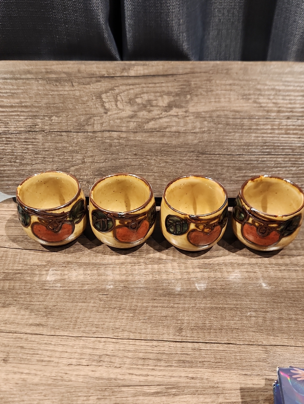 Vintage Set Of 4 OTAGIRI Japan Hand Crafted Teacups Peach Pattern